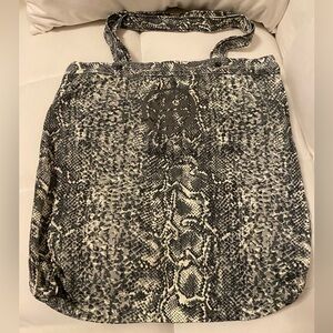 Tory Burch Snakeskin Print Canvas Tote Bag